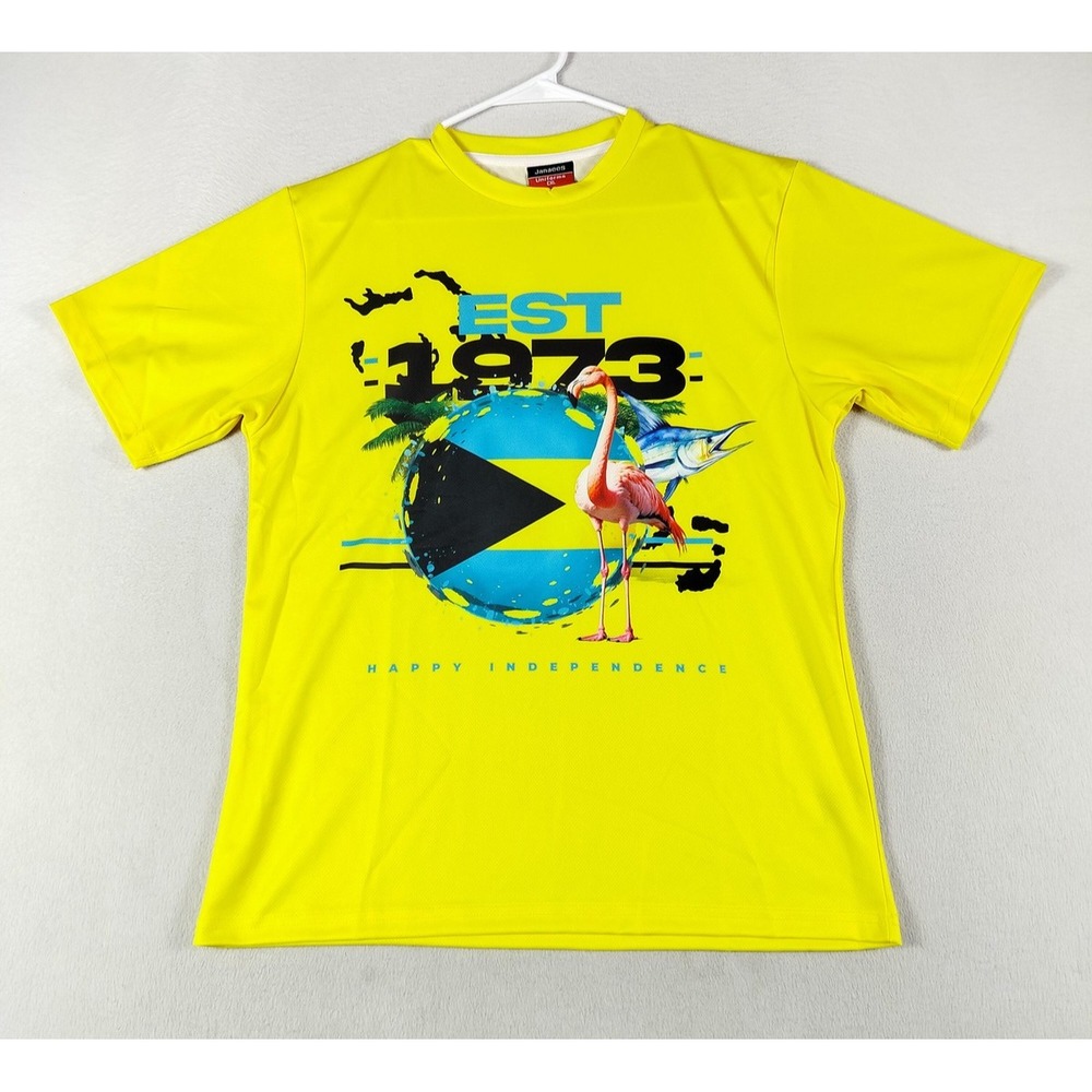Janaees Uniforms Shirt Youth XL Yellow Baha Tee EST 1973 Bahamas Fishing Ocean